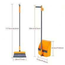 A Set Of Long-Handled Rotating Broom And Dustpan With Comb Teeth, Suitable For Home, Kitchen, And Office Cleaning. - Orange - View 6