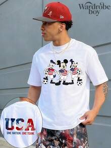 Disney Printed T-Shirt,Disney Soccer Jersey, Mickey And Friends Soccer T-Shirt, Vintage National Team Jersey, 2026 World Cup Fan Shirt, Sports Gift, Unisex,High-Quality Pure Cotton T-Shirt,Suitable For All Seasons, Comfortable And Breathable| Exquisite Design | The Best Choice For Giving Gifts - 白色 - 查看 2