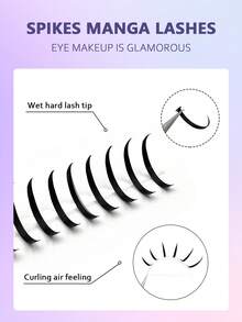 Asiteo 200pcs D-Curl Thin Pointed Anime Eyelash Cluster, Cartoon Pointed Eyelash Individual Cluster, Fairy Individual Cluster Eyelash Extension - D - 查看 2
