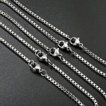 5pcs 2mm Silver Square Box Necklace Chain, Stainless Steel Hypoallergenic Durable Material, Elegant Jewelry Chain Suitable For DIY Accessories, Minimalist Charm Necklace For Men And Women, Suitable For All Seasons. Perfect For Daily Outings, Gatherings, And Parties. - Steel - View 5