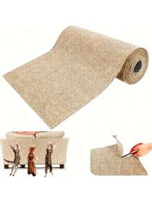 1pc Self-Adhesive Cat Scratching Pad, Protects Walls, Carpets, Sofas And Furniture, Suitable For Cat Scratching Posts - Random Color, 15.7in*78.74in (40cm*200cm) - View 1