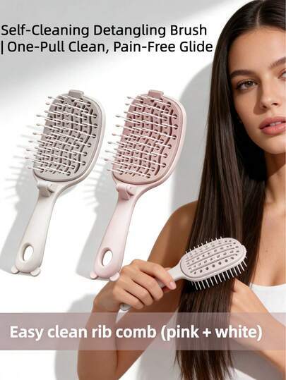 Patent In-Stock, New Rib Comb, Foldable Home Use Detangling Brush For Women, Volumizing Hairstyle, Detangling Brush - Glide The Detangler Brush Through Tangled Hair - Best Brush/Comb For Women & Men - Use In Wet And Dry Hair (Purple)