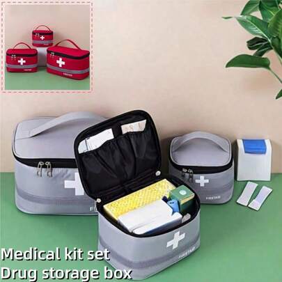 3pcs/1pc Packing Cubes, Travel First Aid Pouch, Medicine Storage Bag, Emergency Kit, Large/Medium/Small Medical Supply Organizer, Safety & Labor Protection Supplies, Portable Outdoor Survival Bag