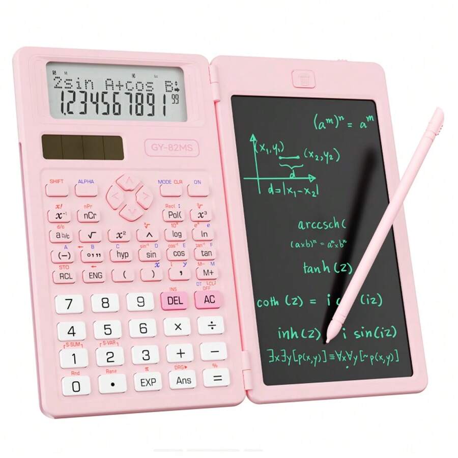 1pc 2-In-1 Foldable LCD Screen + Notebook, Professional Portable Foldable Student Calculator, Upgraded Version Of Solar Scientific Calculator With 417 Functions LCD Notebook, Back To School - Calculator - View 1
