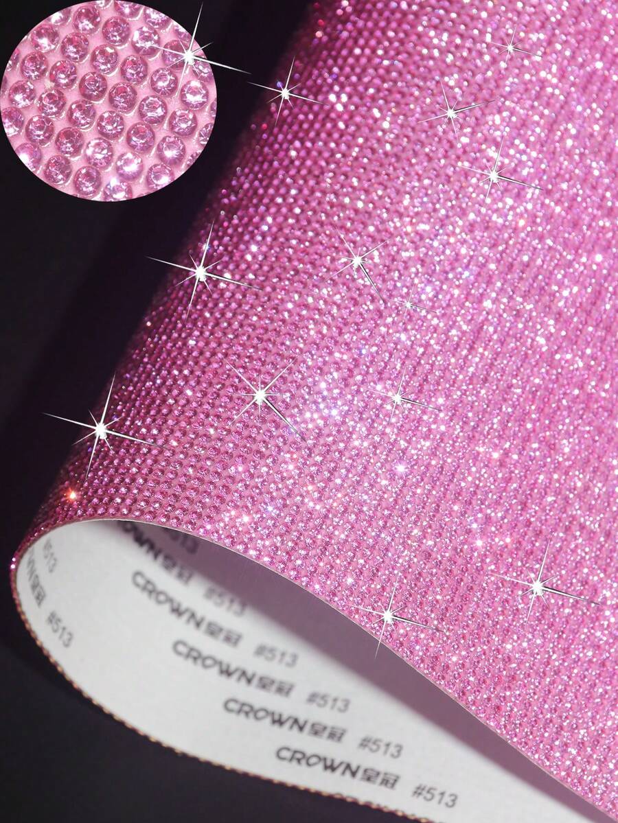 1 buah Stiker Rhinestone Berkilau, Stiker Dekorasi DIY untuk Mobil, Furnitur, Bingkai Cangkir, Stiker Kristal Berkilau Perekat Sendiri, Cocok untuk Dekorasi Mobil, 4,45 x 9,37 inci / 8,96 x 9,37 inci / 9,37 inci / 12 inci (Merah Muda Mawar) - Merah Muda Mawar - View 1