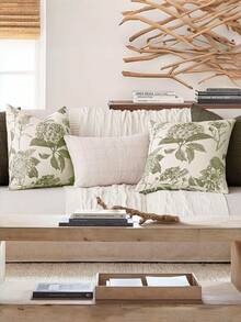 1 Stück Blumen- & Klassisches Muster Kissenbezug, Vintage Französischer Landhausstil Sofakissen, Luxuriöser Leinen Stoff quadratischer dekorativer Kissenbezug für Wohnzimmer Schlafzimmer, atmungsaktives Heimdekorzubehör (Kissenfüllung nicht enthalten), Pastorales Garten Design Kissenbezug - Grün - Übersicht 6