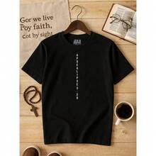 Children's Gospel Christian Evangelical Cotton T-Shirt With "Behold, I Stand At The Door" Print - màu đen - Xem 4