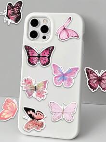 50pcs Cartoon Animal Pink Butterfly Doodle Notebook Stickers Stationery Suitcase Decorations Personalized Laptop Stickers - Multicolor - View 4