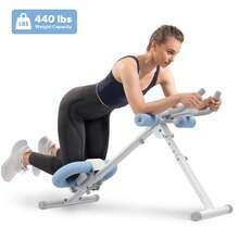 MERACH Ab Machine, Ab Workout Equipment, Adjustable Ab Trainer Machine For Abs Workout At Home Gym, Foldable, Knee Protection, Abdominal Trainer For Stomach Workout - White and Blue - View 3