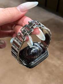 Compatible With Apple Watch Premium Diamond Bangle Strap For Ultra/SE 2/SE 1/Series 11/10/9/8/7/6/5/4/3/2/1, 38/40/41/42/44/45/46/49mm - Silver - View 5