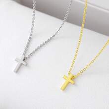 1pc Minimalist Cross Jesus Prayer Pendant Necklace, Unique Commuter & Everyday Wear For Women - Multicolor - View 5