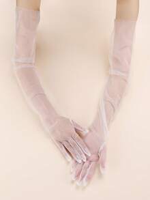 1 Set Shiny Wedding Crown And Long Gloves Combo, Suitable For Women To Wear At Weddings, Parties, Birthdays, Festivals - Silver-white - View 3