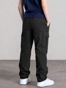 1pc Young BoyFashionable Outdoor Sports Casual Cargo Pants, Spring/Autumn - Black - View 2