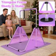 Gymnastics Bar For Kids, Gymnastics Horizontal Bar With Adjustable Height Foldable Training Bar With Mat For Home Practice - Mauve Purple - View 6