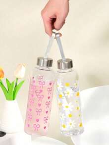 Water Bottle With Cute Prints - Leakproof Travel Bottle With Strap & Metal Lid - Multicolor - View 1