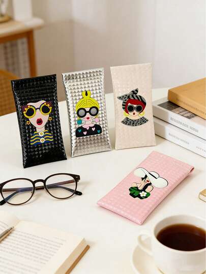 Large Size Cute & Cool PU Glasses Case, Queen Pattern Design, Pebble Microfiber Leather Eyeglasses Pouch, Travel Accessory Microfiber Leather, Ins Style Glasses Box, Handbag, Fashion Eyeglasses Storage Bag, Myopia Glasses Protective Leather Case, Suitable For Bag Charms, Glasses Storage, Can Be Used As Mother's Day Gift, Valentine's Day Gift, Ideal For Travel, Camping, Beach, Travel Essential