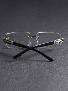 一副男士欧美方框简约优雅素面眼镜，适合日常通勤。 - 銀白平 - 查看 5