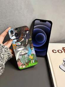 Personajes de Studio  con coloridas ilustraciones de la naturaleza. Esta elegante funda para teléfono es compatible con Samsung, Apple, VIVO, OPPO, , Transsion, ,  y Honor. Fabricada en silicona TPU, ofrece protección contra golpes y caídas, además de una sensación superior. Es un regalo ideal para familiares, amigos y seres queridos, y una opción perfecta para San Valentín y Año Nuevo. - Negro - Ver 4