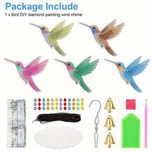 1 Set 5D Diamond Art Painting Kit With Hummingbird And Insects, Double-Sided Acrylic Diamond Catcher, DIY Crystal Hanging Decor, Suitable For Home And Garden Decoration, Diamond Art Kit, Wind Chime, Adult - View 5