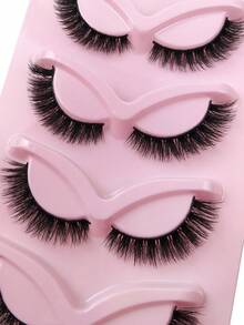 1/5 Pairs False Eyelashes Cat Eye Lashes Manga Lashes Natural Look Soft Wispy Cross Long Winged End Eye Elongated Eyelashes - Black - View 6