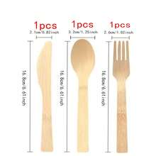 50/25/10 piezas Juego de cubiertos de bambú natural, juego de utensilios de pastel, ensalada, occidental, pasta, agitador de café puro y natural, vajilla reutilizable y lavable adecuada para fiestas, al aire libre, reuniones familiares, bodas, cumpleaños, festivales, cocina, regalos. ¡Fácil de limpiar y reutilizar! Cubiertos resistentes - Suministros perfectos para fiestas - Champán - Ver 10
