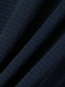 2pcs Men's Set: Contrast Button Collar Short Sleeve Polo Shirt + Slim Fit Drawstring Waist Pants, Lightweight Casual Breathable Summer Outfit - Navy Blue - View 9