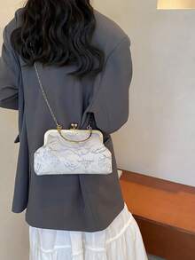 Fashion Graffiti Pattern Handbag, Elegant Tote Bag For Party And Shopping, Pattern Placement Random - Baby Blue - View 4