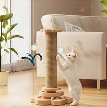 剑麻猫抓柱 - 耐用，带轨迹球和悬挂球玩具，多功能互动猫玩具，适合室内/室外使用，适用于小型至中型猫，人造羽毛 - 彩色 - 查看 7