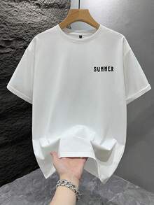 男士印花T恤，沙滩夏季休闲装，宽松短袖。这款男士T恤采用休闲度假风格设计，非常适合海滩度假以及日常穿着。 - 白色 - 查看 3