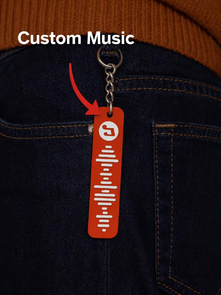1pc Personalized Spotify Code Keychain, 24 Color Options, 3D Printed Music Gift, Customizable Personalized Music Gift Suitable For Birthday, Anniversary, Valentine's Day, Wedding Or Daily Wear - Multicolor - View 1
