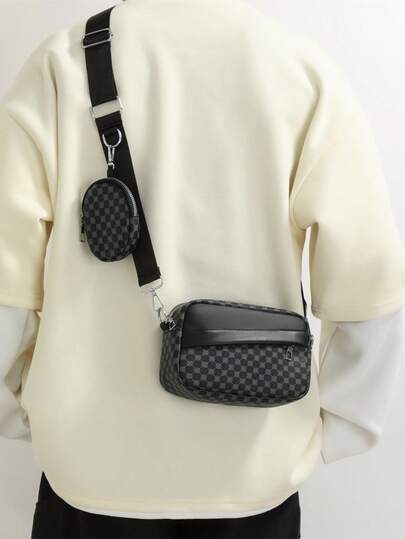 Premium Fashion Men's Sling Bag, Casual Printed Shoulder Bag, Coin Purse, Travel Holiday Gift, Men's Vacation Gift, Winter Outdoor Student Cycling Bag, Camping Shoulder Bag, Summer Back To School Shoulder Bag, Spring Study Supplies Wallet, College Backpack