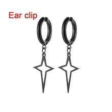 一对不锈钢镂空方形星形耳钉，简约前卫的中性设计 - 彩色 - 查看 11