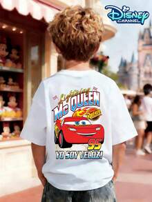 Disney Camiseta de cuello redondo para niño, estilo informal, de punto de algodón transpirable y agradable para la piel, de manga corta para salidas de verano, con personajes de cara sonriente de Interlocking bricks y el colorido número 67, estampado de salpicaduras de grafitis, ideal para usar en la escuela todos los días, cómoda camiseta para paseos de fin de semana y salidas informales después de la escuela. - Blanco - Ver 1