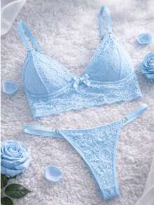 Women Sexy Lingerie Sets - Baby Blue - View 3