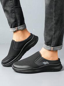 Men's Breathable Mesh Slip-On Loafers, Lightweight Soft Sole Casual Shoes, Convertible Backless Beijing Cloth Shoes - Black - View 5