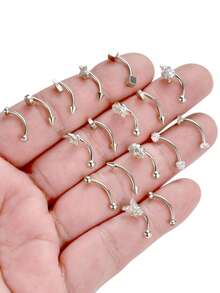 16Pcs Dainty Aesthetic Eyebrow Piercing Jewelry Set With Zirconia Charms For Women Daily Wear & Holiday Gift - Multiple Styles - View 10