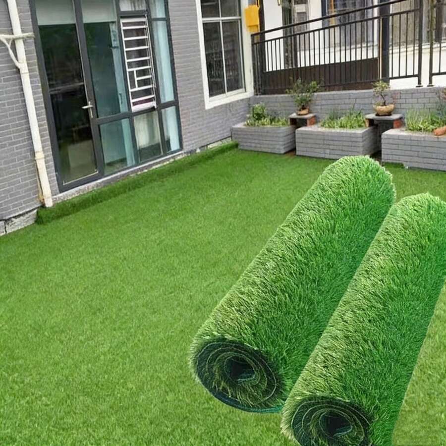 Césped artificial, cinturón de aislamiento paisajístico, alfombra verde, muro municipal, césped artificial, hierba falsa, hierba aislante del calor, alfombra de césped, estera de aislamiento, espacio de verdor artificial, decoraciones de plástico artificial para exteriores, cinturón de aislamiento para pasillo de boda, área paisajística, césped artificial, hierba falsa, hierba aislante del calor - 50*500 - Ver 1