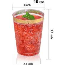 20个7盎司/200毫升金色镶边航空风格可重复使用水晶透明水杯，经久耐用，适用于婚礼和派对 - 金色 - 查看 2