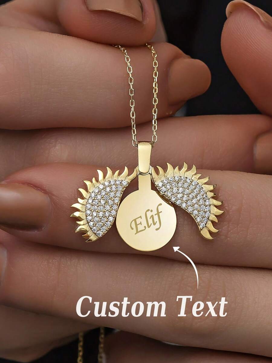 1pc Customized Women's Necklace, Personalized Sunflower Pendant Necklace, Mother's Day Gift, Customized With Secret Name, My Sun Pendant, Personalized Pure Silver Sunflower Necklace