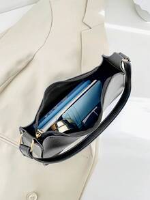 极简时尚单肩腋下法棍包 - 黑色 - 查看 5