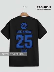 Unisex T-Shirt With Kpop Stray Know Karma SKZ Print, Korean Fashion, Casual Streetwear. - 黑色 - 查看 4