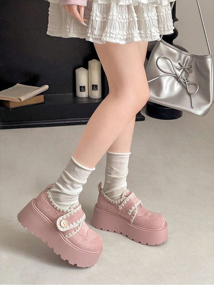 2026 Spring/Autumn New Pink Platform Casual Shoes, Versatile Sweet Girl Style - Pink - View 1
