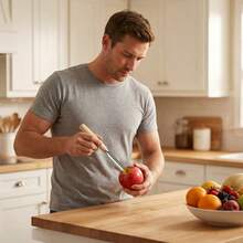 1pc/3pcs/4pcs/5pcs Stainless Steel Fruit & Vegetable Peeler With Wooden Handle - Compact Kitchen Essential Tool For Easily Removing Cores From Apples, Pears And More - Apricot - View 2