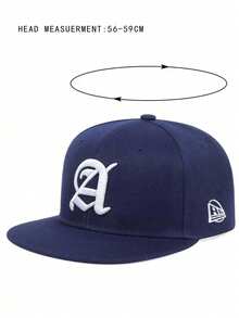 AR 1pc Men's Gothic Letter Embroidered Hip Hop Cap, Adjustable Outdoor Sun Protection Casual Hat Suitable For Spring, Autumn Travel, Beach Vacation - Navy Blue - View 4