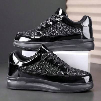 女士亮面休闲运动鞋 - 低帮系带时尚休闲鞋。适合户外活动、旅行和日常休闲穿着。也适合日常休闲、上学、短途旅行和购物。完美搭配直筒牛仔裤、工装裤、校服和学生装。