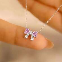 1件精美女士珠宝 海蓝宝石吊坠蝴蝶结项链 S925纯银锁骨链 高端轻奢项链 派对婚礼新娘珠宝 - #1 - 查看 2