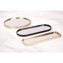 Elegant Decorative Mirrored Tray, Oval, Round, Rectangular, Multicolor - Dorado - Ver 2