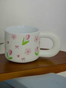 1pc Creative Floral Pattern Hand-Drip Coffee Cup, High-Quality Ceramic Household Mug, Handled Water Cup, Afternoon Tea Cup, Breakfast Milk Cup, Couple Cup, Office Cup, Gift - Multicolor - View 11