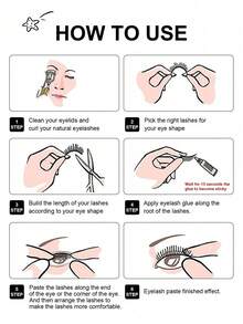 1 Set Asiteo 7 Pairs Half-Strip False Eyelashes, Transparent Band With Cat Eye Tail Extension, Natural Soft Faux Mink Lashes, Fluffy & Soft, Suitable For Natural Makeup - A - View 10