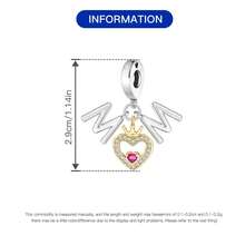 CYMYSS 1pc 18K Gold Plated Angel Wings Style Pendant With Artificial Zirconia, 925 Silver Plated Delicate Crown Heart Pendant, Gift Jewelry For Women, Mother's Day/Birthday - Multicolor - View 4